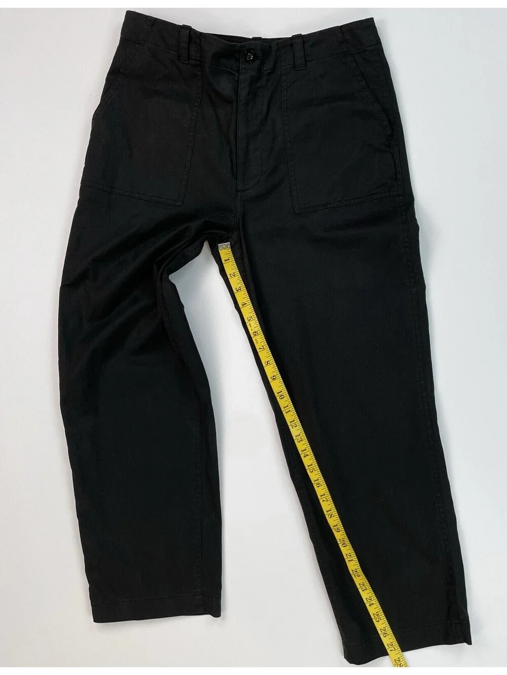 Jenni Kayne Ranger Black Cotton Twill Utility Pants Straight Leg Size 10